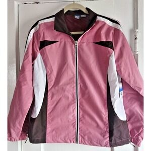 NWT SBJ ACTIVE color block light weight jacket woman Sz M mock neck full‎ zip